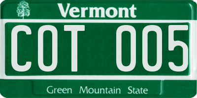 VT license plate COT005