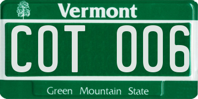 VT license plate COT006
