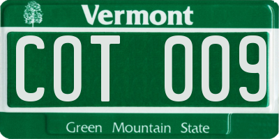 VT license plate COT009