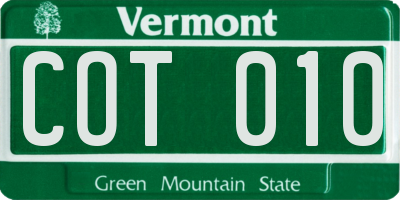 VT license plate COT010