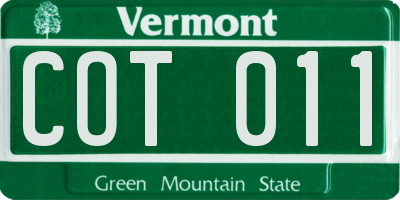 VT license plate COT011