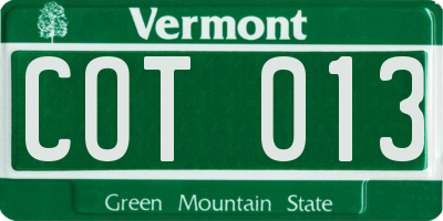 VT license plate COT013