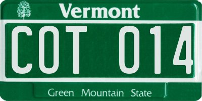 VT license plate COT014