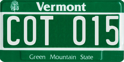 VT license plate COT015