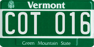 VT license plate COT016
