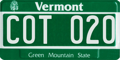 VT license plate COT020