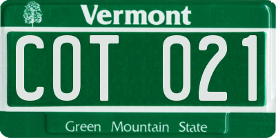 VT license plate COT021