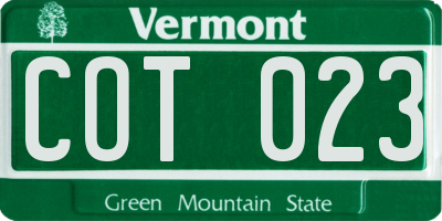 VT license plate COT023
