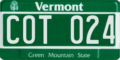 VT license plate COT024
