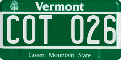 VT license plate COT026