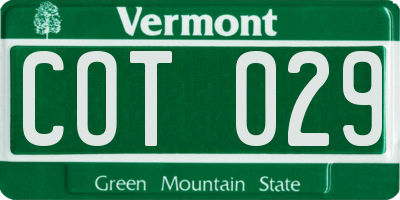 VT license plate COT029