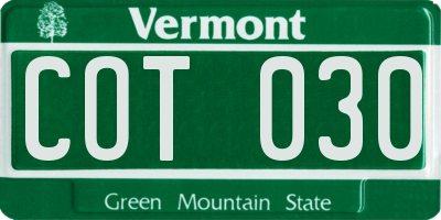VT license plate COT030