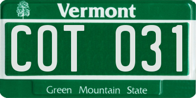 VT license plate COT031