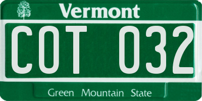 VT license plate COT032