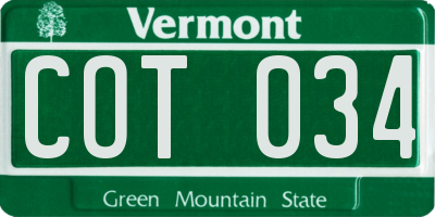 VT license plate COT034