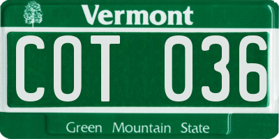 VT license plate COT036