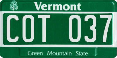 VT license plate COT037