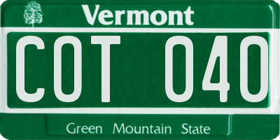 VT license plate COT040