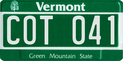 VT license plate COT041