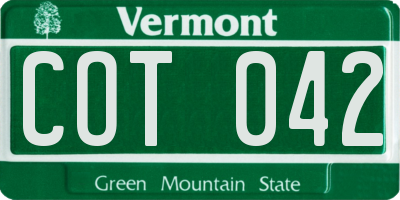 VT license plate COT042