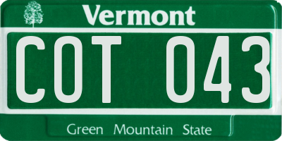VT license plate COT043