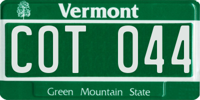 VT license plate COT044