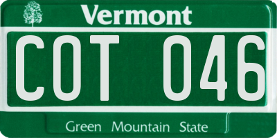 VT license plate COT046