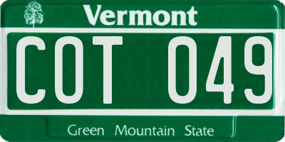 VT license plate COT049