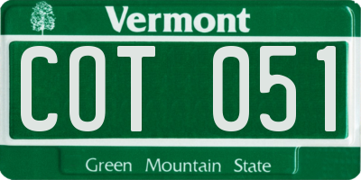 VT license plate COT051
