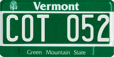 VT license plate COT052