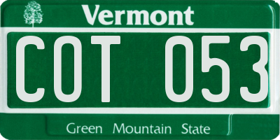 VT license plate COT053