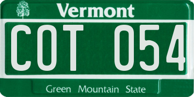 VT license plate COT054