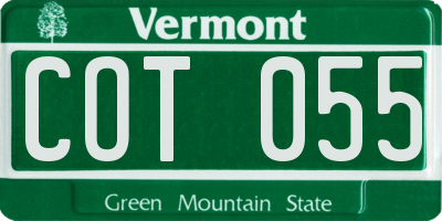 VT license plate COT055