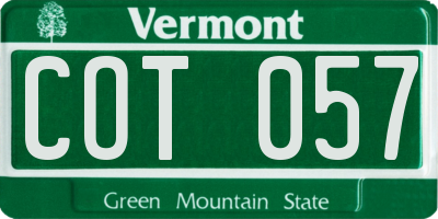 VT license plate COT057