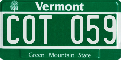 VT license plate COT059