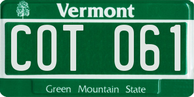 VT license plate COT061