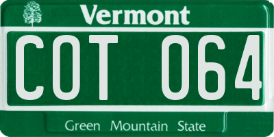VT license plate COT064