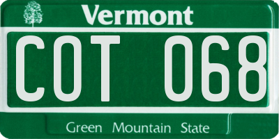 VT license plate COT068