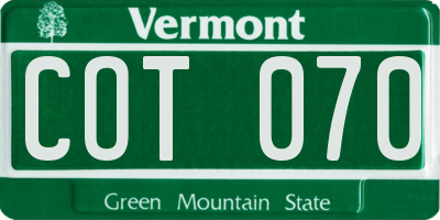VT license plate COT070