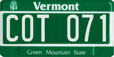 VT license plate COT071