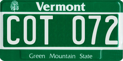 VT license plate COT072