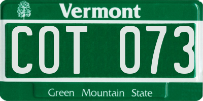 VT license plate COT073