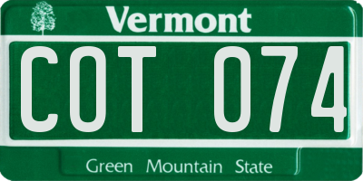 VT license plate COT074