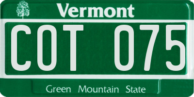 VT license plate COT075
