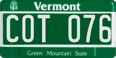 VT license plate COT076