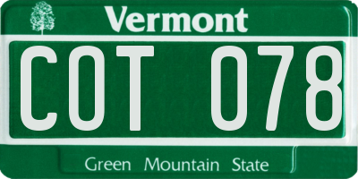 VT license plate COT078