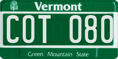 VT license plate COT080