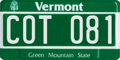 VT license plate COT081