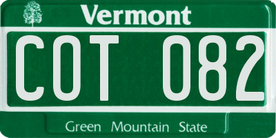 VT license plate COT082