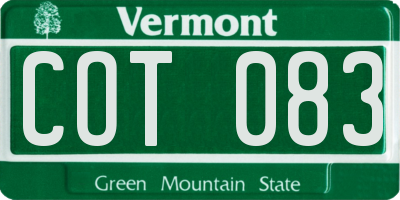 VT license plate COT083